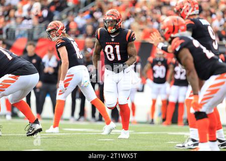15. Oktober 2023: Cincinnati Bengals Tight End Irv Smith Jr. (81) in Bewegung während des regulären Saisonspiels zwischen den Seattle Seahawks und Cincinnati Bengals in Cincinnati, Ohio. JP Waldron/Cal Sport Media Stockfoto