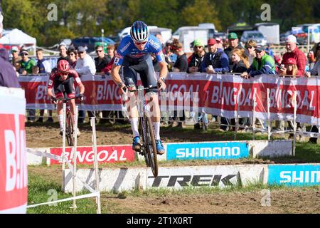 Waterloo, USA. Oktober 2023. Der belgische Niels Vandeputte wurde am 15. Oktober 2023 während des Cyclocross-Wettbewerbs der UCI-Weltmeisterschaft in Waterloo, Wisconsin, USA, im Einsatz gezeigt. (Foto: Bill Schieken/SIPA USA) Credit: SIPA USA/Alamy Live News Stockfoto