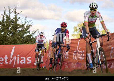 Waterloo, Usa. Oktober 2023. Der Holländer Joris Nieuwenhuis wurde am Sonntag, den 15. Oktober 2023, in Waterloo, Wisconsin, USA, während der ersten Etappe (1/14) des Cyclocross-Weltmeisterschaftswettbewerbs der UCI World Cup in Waterloo, Wisconsin, USA, gezeigt. BELGA FOTORECHNUNG SCHIEKEN Credit: Belga Nachrichtenagentur/Alamy Live News Stockfoto