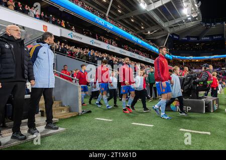 Oslo, Norwegen 15. Oktober 2023 Spieler während der Qualifikation zur UEFA-Europameisterschaft 2024 Gruppenspiel zwischen Norwegen und Spanien im Ullevaal Stadion in Oslo, Norwegen Stockfoto