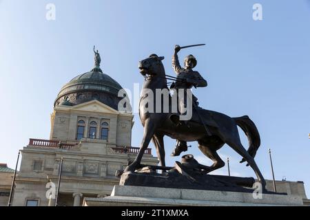 Statue des Bürgerkriegs-Generals und Territorialgouverneurs Thomas Francis Meagher im Montana State Capitol in Helena, Montana. Stockfoto