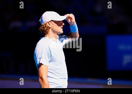 Tokio, Japan. Oktober 2023. Max PURCELL (aus) in Aktion gegen Mackenzie MCDONALD (USA) während des Qualifikationsfinales für die Kinoshita Group Japan Open Tennis Championships 2023 im Ariake Coliseum. Dies ist das am längsten laufende ATP Tour-Turnier in Asien, das erstmals 1972 ausgetragen wurde. Das Turnier findet vom 16. Bis 22. Oktober statt. (Kreditbild: © Rodrigo Reyes Marin/ZUMA Press Wire) NUR REDAKTIONELLE VERWENDUNG! Nicht für kommerzielle ZWECKE! Stockfoto