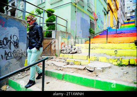 Istanbul, Türkiye. Regenbogentreppe von Istanbul Stockfoto