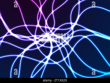 Leuchtendes Neon elektrische Wellenlinien futuristischer abstrakter Hintergrund. Retro-Hightech-Vektordesign Stock Vektor
