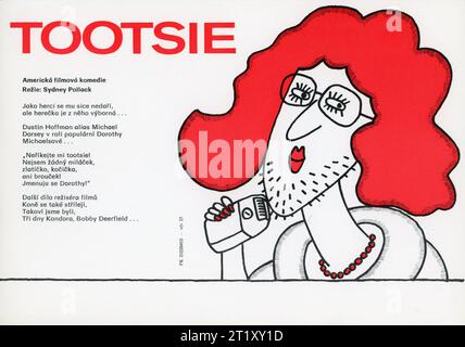 Tschechisches Miniplakat für DUSTIN HOFFMAN in TOOTSIE 1982 Regisseur SYDNEY POLLACK Story Don McGuire und Larry Gelbart Musik Dave Grusin A Mirage / Punch Productions / Delphi Productions / Columbia Pictures Stockfoto