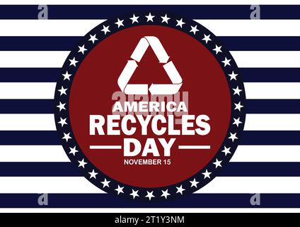 Amerika recycelt Tag Vektor Illustration. November: Urlaubskonzept. Vorlage für Hintergrund, Banner, Karte, Poster mit Textbeschriftung. Stock Vektor