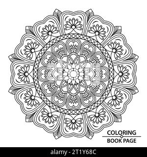 Floral Style Mandala Malbuch Seite für Erwachsene und Kinder editierbare und skalierbare Vektordatei Stock Vektor