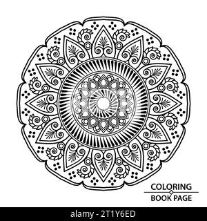 Kompliziertes Ornamental Flowral Mandala Design für Coloing Book Seite. Easy Mandala Malbuch Seiten für Erwachsene, Fähigkeit zum Entspannen, Gehirnerlebnisse Stock Vektor