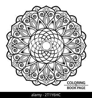 Vintage Mandala Malbuch Seite für Kinder. Easy Mandala Malbuch Seiten für Erwachsene, Fähigkeit zum Entspannen, Gehirnerlebnisse geben Entlastung. Stock Vektor