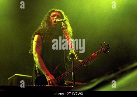 Mailand Italien 11.06.2000: Der Sänger und Bassist Tom Araya von der Slayer-Band während des Gods of Metal Festivals im Stadio Brianteo Stockfoto