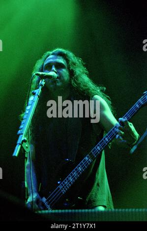 Mailand Italien 11.06.2000: Der Sänger und Bassist Tom Araya von der Slayer-Band während des Gods of Metal Festivals im Stadio Brianteo Stockfoto