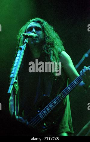 Mailand Italien 11.06.2000: Der Sänger und Bassist Tom Araya von der Slayer-Band während des Gods of Metal Festivals im Stadio Brianteo Stockfoto