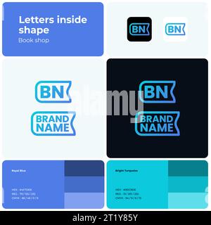 2D-Branding-Vorlage für Buchhandlungen mit dünnem Logo Stock Vektor