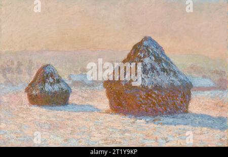 Wheatstacks, Schneeeffekt, Morgen, von Claude Monet Stockfoto