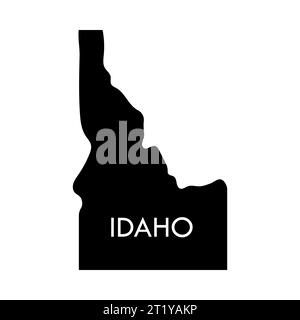 Idaho ein schwarzes Element des US-Bundesstaates, isoliert auf weißem Hintergrund. Vereinigte Staaten von Amerika. Karte mit Kreisgrenzen. Stock Vektor