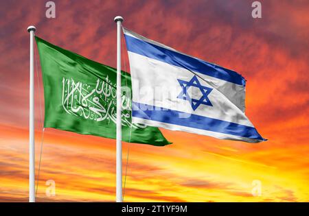 Flagge der Hamas israel gegen palästina, übersetzt Israel-Hamas Krieg Stockfoto