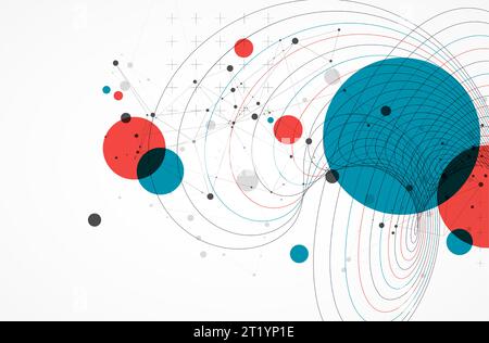 Abstrakter wissenschaftlicher Hintergrund mit verdrehter Figur und Plexus-Effekt. Stock Vektor