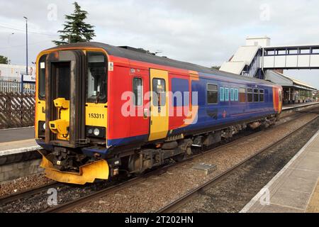 Network Rail Video Inspection Unit (VIU1) 153311 am Bahnhof Scunthorpe als 2. Quartal 1415 Wakefield - Wakefield via York am 28.9.23. Stockfoto