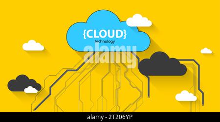 Cloud-Speichertechnologie. Hintergrund für integriertes digitales Webkonzept. Stock Vektor
