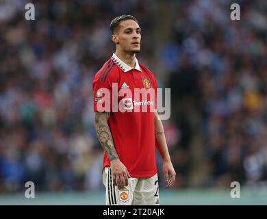 Antony of Manchester United. - Brighton & Hove Albion gegen Manchester United, das Halbfinale des Emirates FA Cup, Wembley Stadium, London, Großbritannien - 23. April 2023. Nur redaktionelle Verwendung – es gelten Einschränkungen für DataCo. Stockfoto