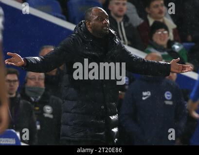 Crystal Palace hat bestätigt, dass Patrick Vieria seinen Posten als Manager im Crystal Palace am 17. März 2023 verlassen hat. - Brighton & Hove Albion V Crystal Palace, Premier League, das AMEX Community Stadium, Brighton, Großbritannien - 15. März 2023. Nur redaktionelle Verwendung – es gelten Einschränkungen für DataCo Stockfoto