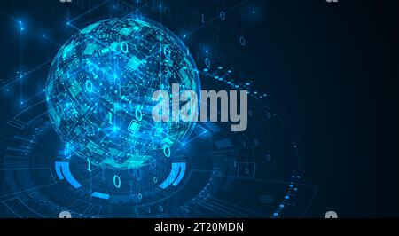 Vektorillustration des Kugelthemas. Isometrischer Hintergrund der digitalen Technologie. Stock Vektor