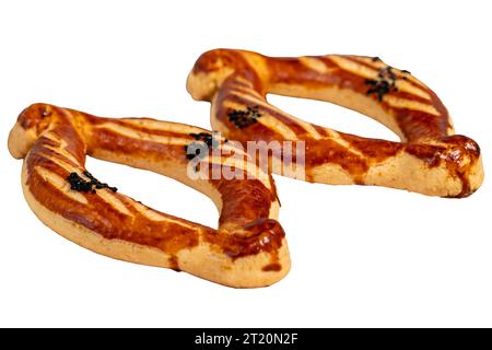 Türkische katalekekse. Traditionelle Aromen. Pastet Catal isoliert auf weißem Hintergrund. Nahaufnahme Stockfoto