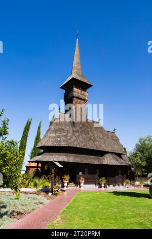 Die rumänische Kirche von Agia Kyriaki Megalomartyra und Agio Ionni Hozeviti, Heilige Metropolis von Tamason und Oreinis, Episkopeio, Nikosia, Zypern Stockfoto