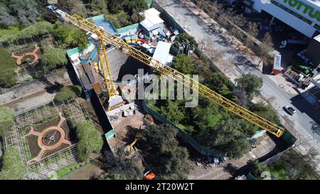 Linie 7: Haltestelle Parque Araucano im Bau, Metro de Santiago, Las Condes, Chile Stockfoto