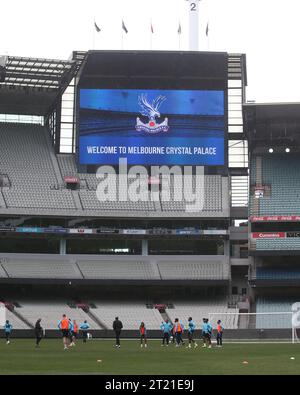 Crystal Palace Spieler während des Pre-Match Trainings für das Spiel Crystal Palace gegen Manchester United am 19. Juli 2022 im MCG. - Crystal Palace Pre Match Training, Crystal Palace gegen Manchester United, MCG Stadium, Melbourne. - 18. Juli 2022 nur für redaktionelle Zwecke Stockfoto