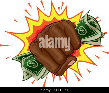 Money Cash Fist Hand Comic Pop Art Cartoon Stock Vektor