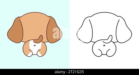 Vector Beagle Dog mehrfarbig und schwarz und weiß. Wunderschöner Clip Art Hund Stock Vektor
