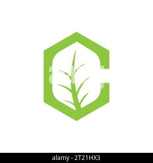 Buchstabe c mit negativem Leaf-Logo-Vektor-Logo-Design. Letter C Leaf Logo. Eco-Farm-Logotyp-Vektorvorlage. Organisches Symbol Stock Vektor