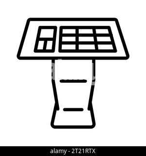 Symbol für interaktiven Informationskiosk in schwarzer Linie. Selbstbedienungsgerät. Piktogramm für Webseite, mobile App, Werbeaktion. Stock Vektor
