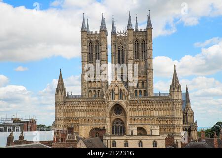 Die Westfront der Lincoln Cathedral, Lincoln, Lincolnshire, England Stockfoto