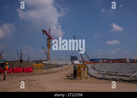 Das Matarbari-Kraftwerk ist ein 1.200 Megawatt (2x600) Kohlekraftwerk, das im Bau in Maheshkhali Upazila im Bezirk Cox's Bazar in so ist Stockfoto