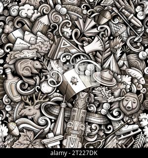 Cartoon Doodles Canada nahtloses Muster Stock Vektor