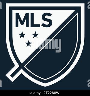 MLS Soccer League White Logo USA Professional Football League System, Vektor-Illustration abstraktes Blau bearbeitbares Hintergrundbild Stock Vektor