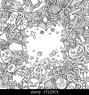 Cartoon Vektor Kritzeleien Happy Halloween Grenze Stock Vektor