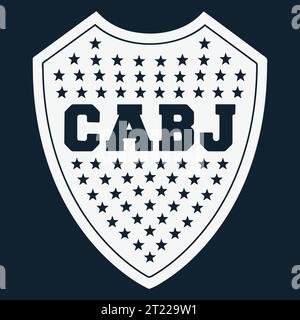 Boca Juniors weißes Logo argentinisches Profi-Fußball-Ligasystem, Vektor-Illustration abstraktes Blau editierbares Hintergrundbild Stock Vektor