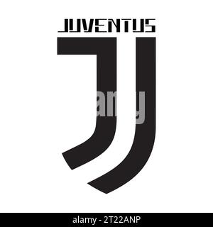 Juventus FC Schwarz-weiß-Logo italienischer Profi-Fußballverein, Vektor-Illustration abstraktes Schwarz-weiß-bearbeitbares Bild Stock Vektor