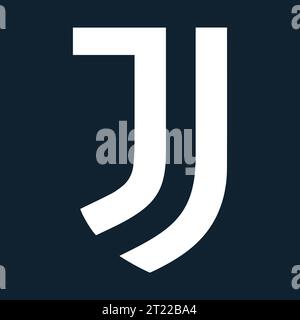 Juventus FC Weißes Logo italienischer Profi-Fußballverein, Vektor-Illustration abstraktes Blau bearbeitbares Hintergrundbild Stock Vektor