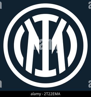 Inter Mailand Weißes Logo italienischer Profi-Fußballverein, Vektor-Illustration abstraktes Blau bearbeitbares Hintergrundbild Stock Vektor