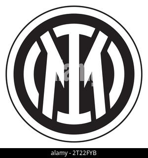Inter Mailand Schwarz-weiß-Logo italienischer Profi-Fußballverein, Vektor-Illustration abstraktes Schwarz-weiß-bearbeitbares Bild Stock Vektor