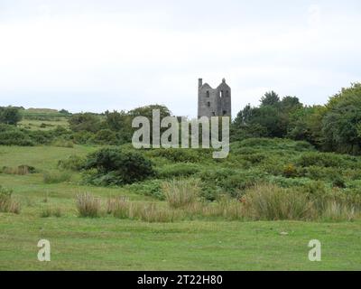 Ruine einer verlassenen Zinnmine bei Hurlers Stone Circles im Bodmin Moor bei Minions. Stockfoto