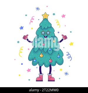 Karte mit glücklichem Weihnachtsbaum Stock Vektor