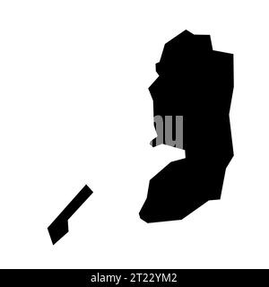 Silhouettenkarte von Palästina. Schwarze Kontur des Gazastreifens und der Region Judäa und Samaria. Vektorabbildung Stock Vektor