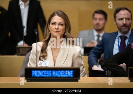 New York 20231016Prinzessin Madeleine nimmt an einem Treffen mit dem UN-Sonderbeauftragten für Gewalt gegen Kinder (SRSG VAC) und Childhood USA bei The Unite Teil Stockfoto