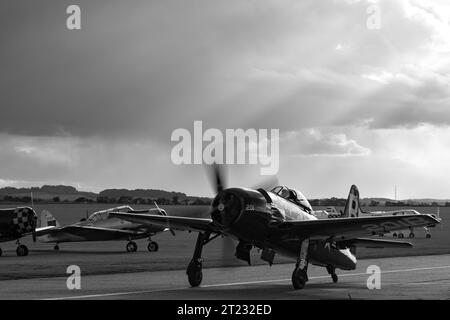 Grumman Bearcat bei der Duxford Air Show zum Jahresende. Stockfoto