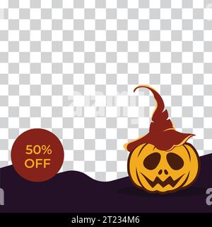 Halloween Party Thema soziale Medien attraktiver Post, gruselige Geister Feel und Hexen, Illustrationshintergrund Stock Vektor